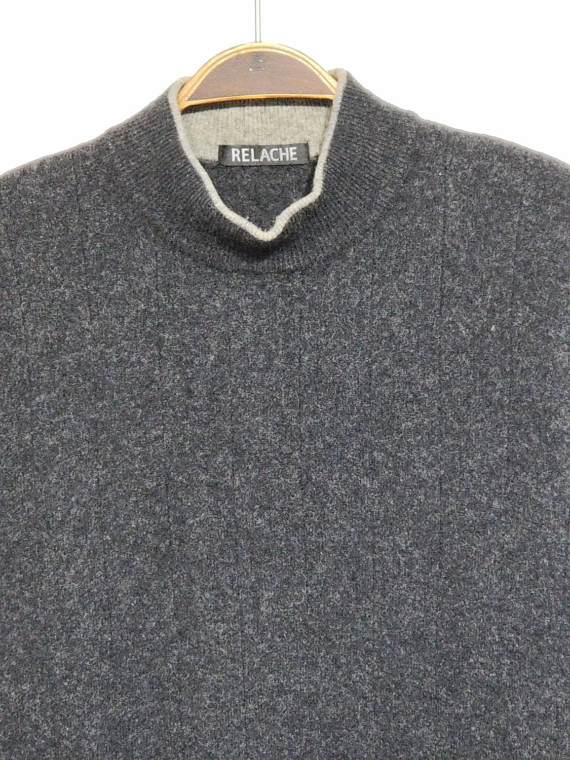 (XL) 반폴라 캐시미어 니트 차콜 무지 반목 스웨터  상품이미지2