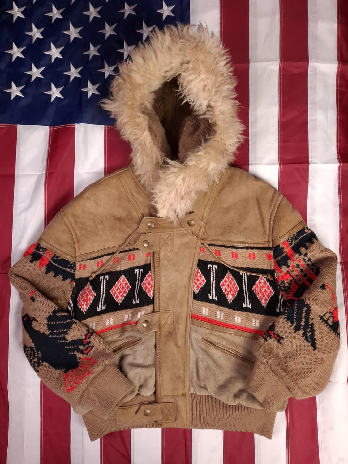 오리지날 90's 일본판 도그파이터 리얼 양털퍼 후드자켓 상품이미지1