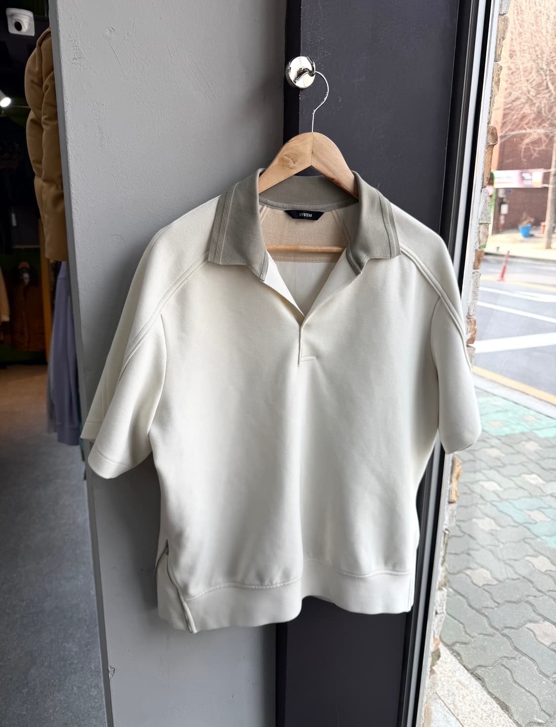 100~105/ 시스템옴므 23SS 오픈카라 니트 반팔 상품이미지3