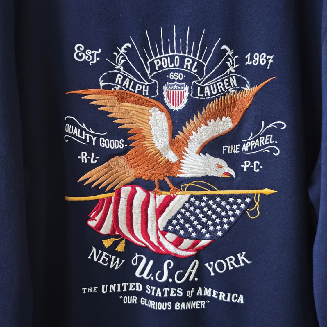 폴로 랄프로렌 USA 이글 자수 코튼모달 혼방 맨투맨 네이비 XL 상품이미지5
