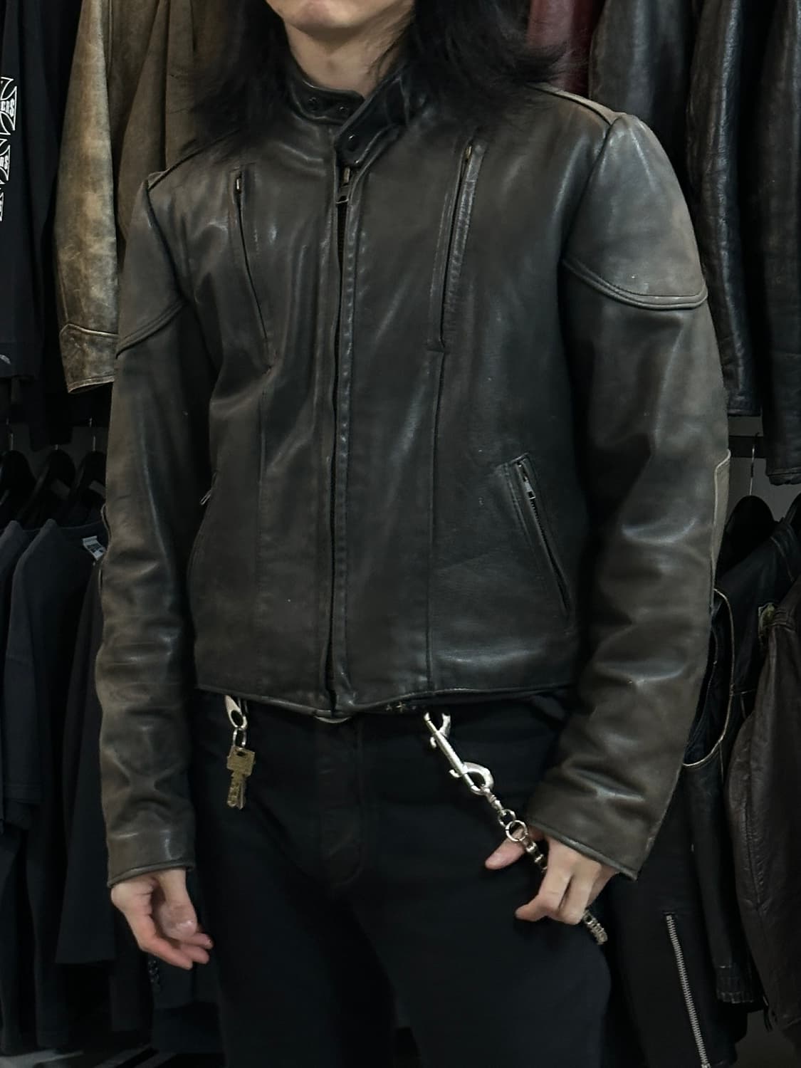 90's USA Made 크롭 레더 자켓 빈티지 라이더 자켓 상품이미지2