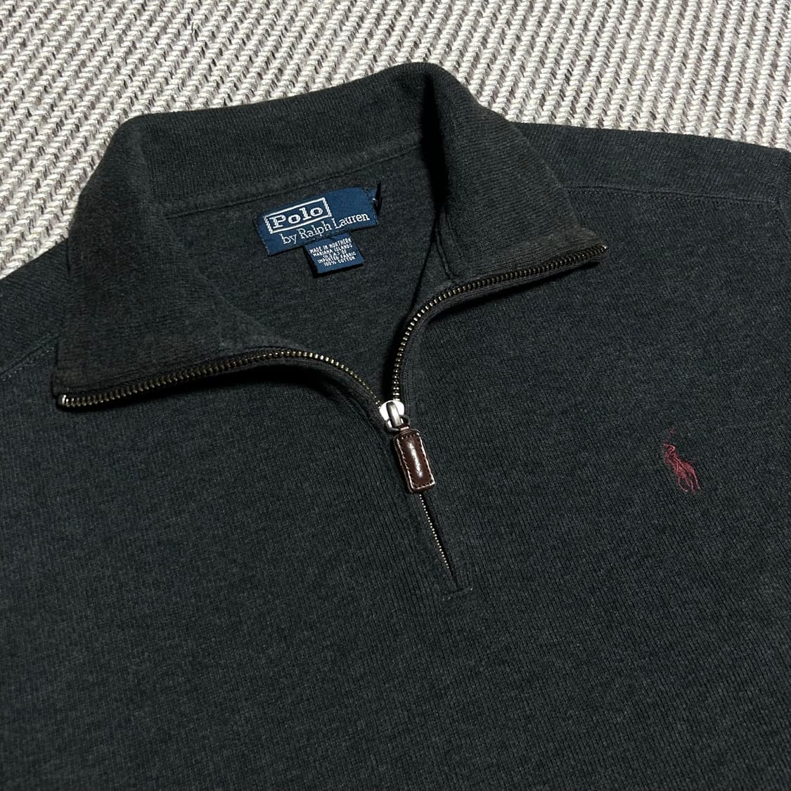 [L] Polo 폴로 랄프로렌 다크그레이 반집업 코튼 풀오버 맨투맨 상품이미지3