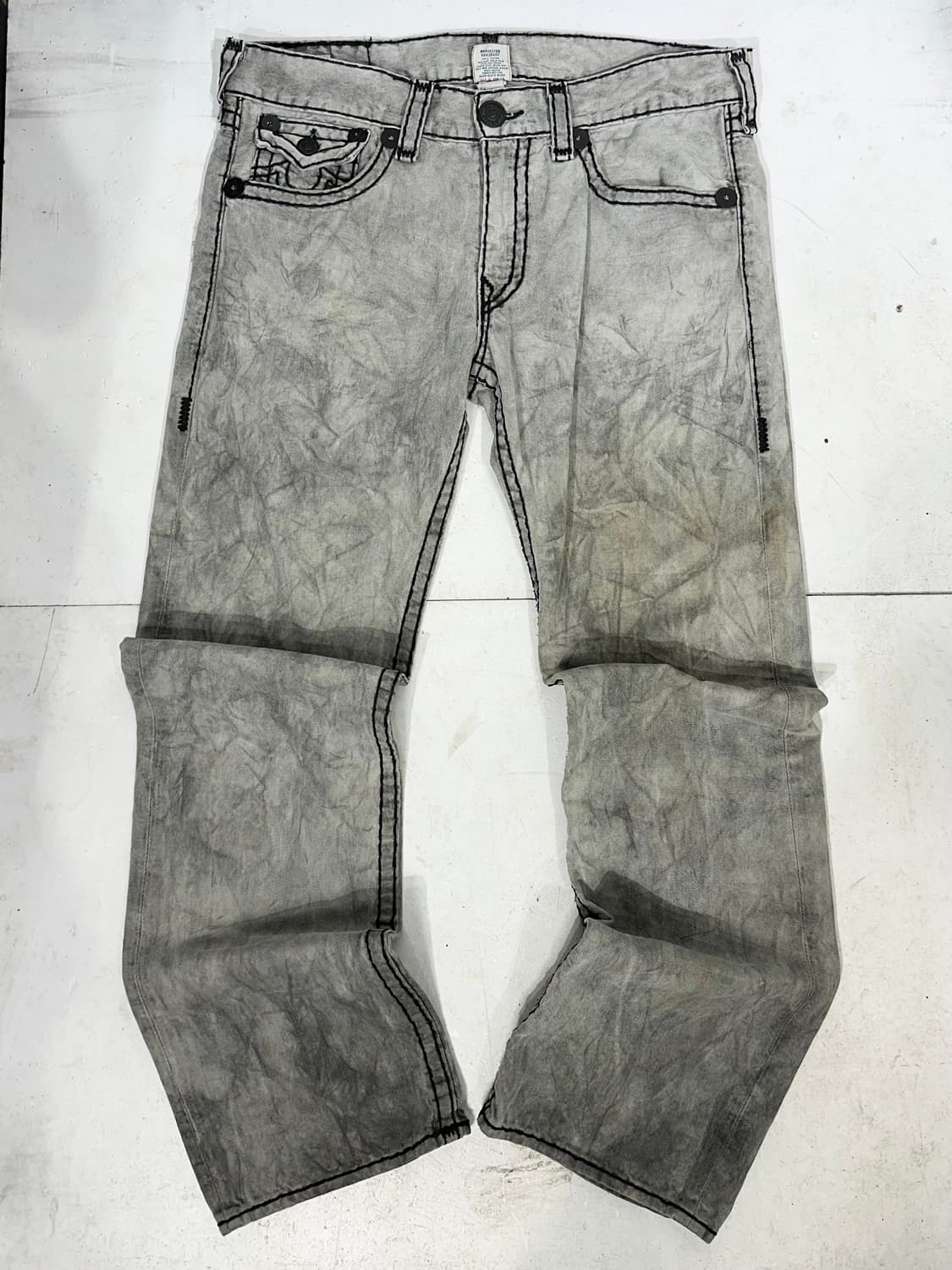 트루 릴리전 와이드 그레이 워싱 데님 힙합 팬츠 청바지 36 상품이미지4