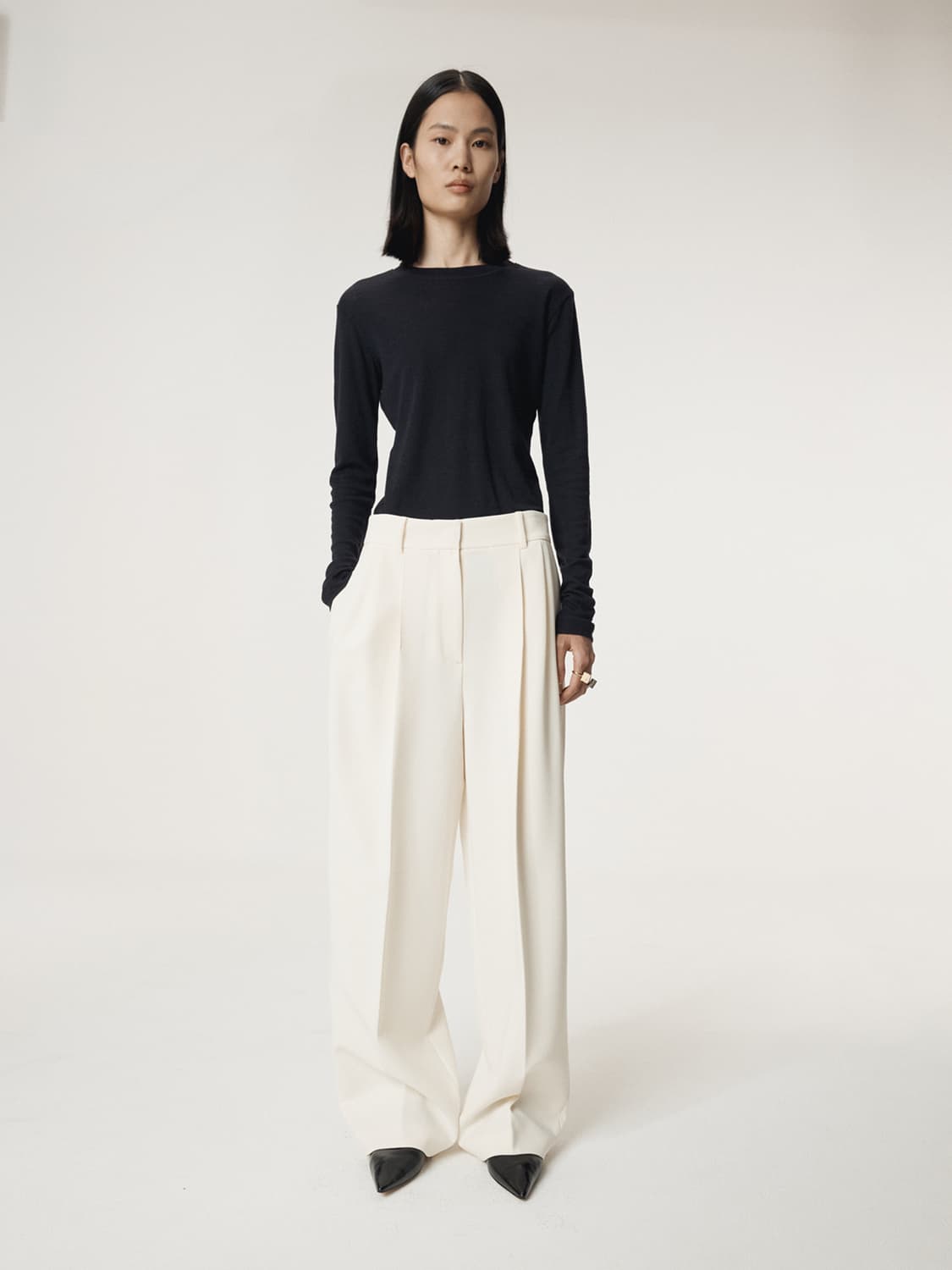 렉토 RECTO 슬림핏 울 저지 티셔츠 네이비 상품이미지5