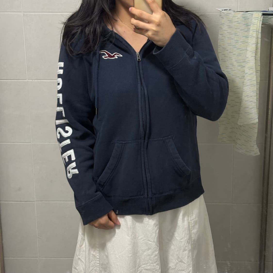 유일매물) 홀리스터 스펠아웃 네이비 후드집업 상품이미지2