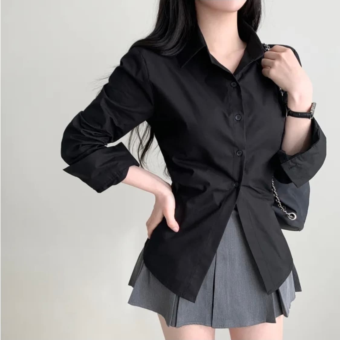 에이블리 자스민벨 뒷밴딩 셔츠 하객룩 상품이미지1