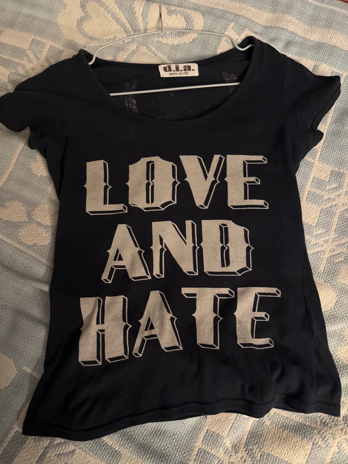 d.i.a 큐빅 스컬 LOVE & HATE 티셔츠 갸루 y2k 상품이미지1