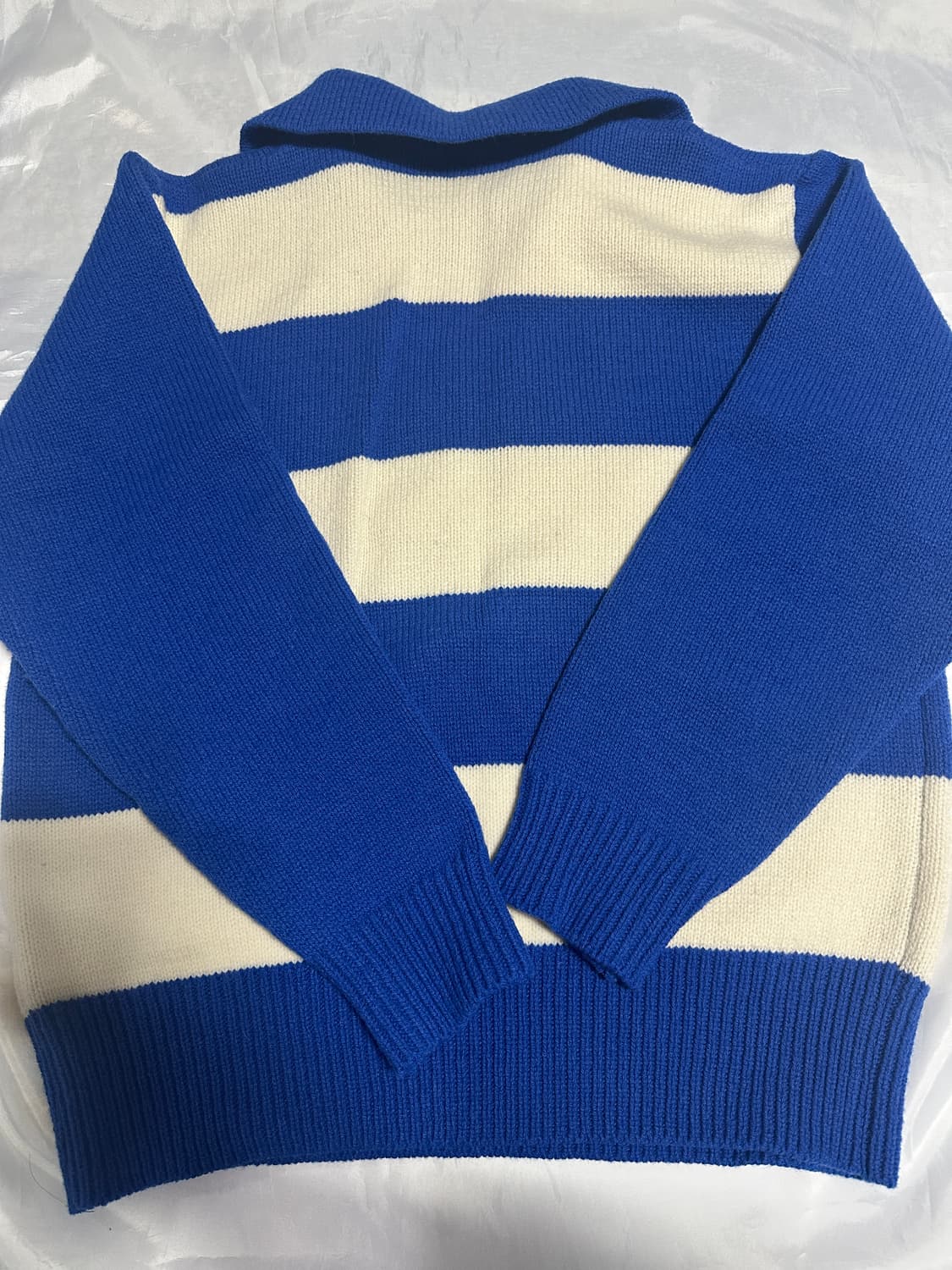 STU 미즈노 엠브로더리 스트라이프 카라 니트 L size 상품이미지6