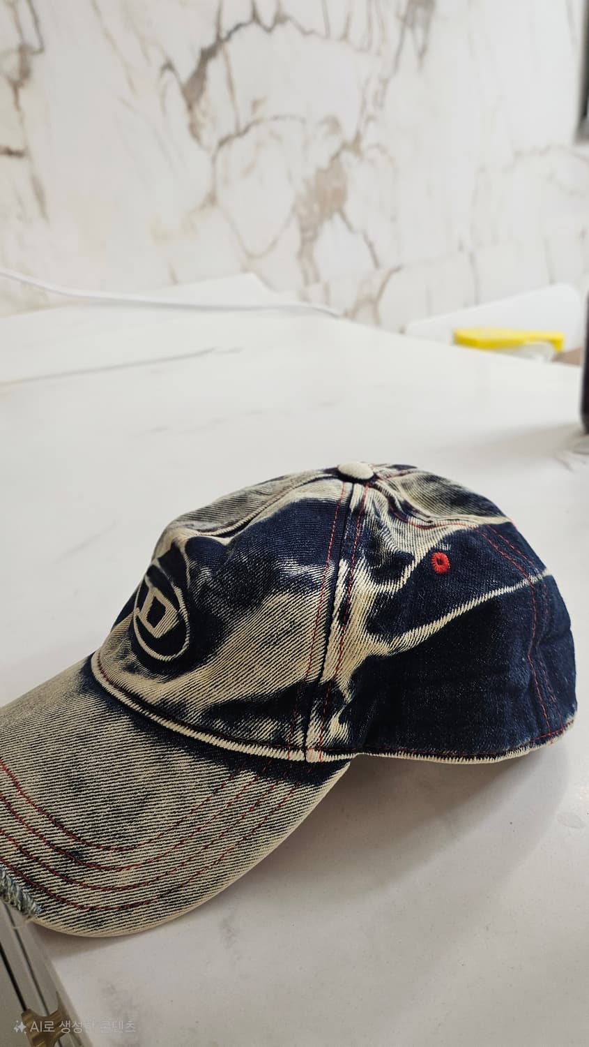 디젤 C-세이몬 트리티드 데님 베이스볼 캡 블루 화이트 상품이미지2
