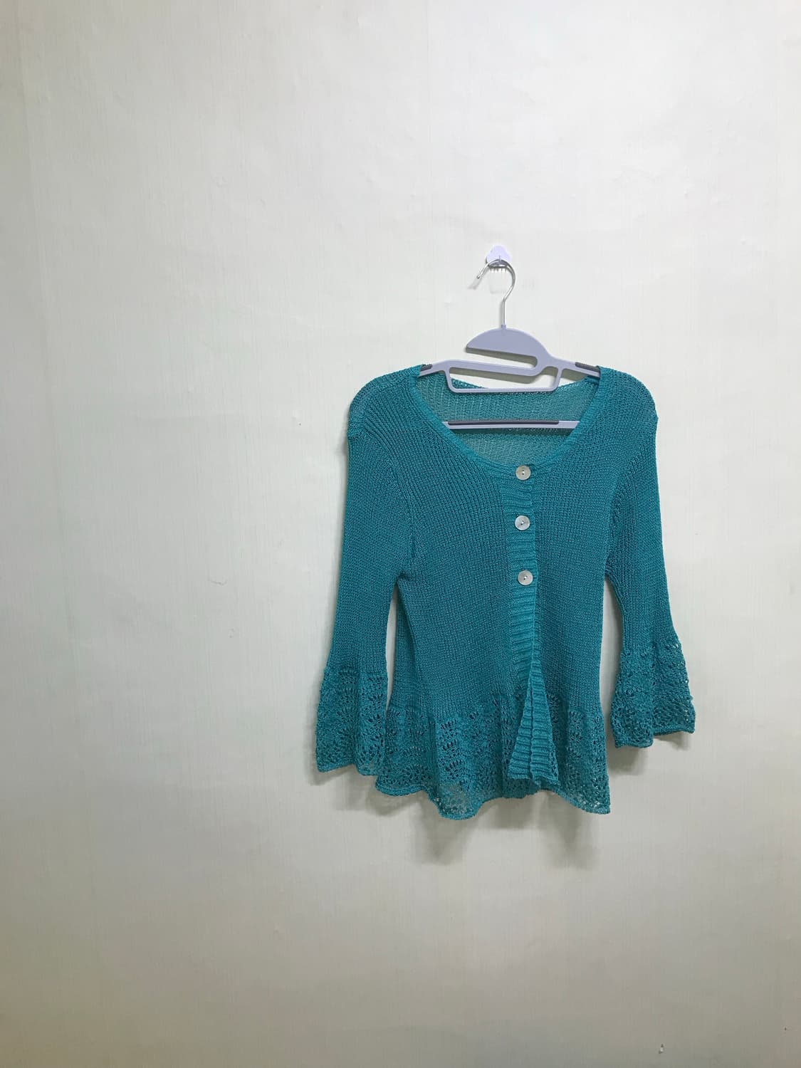 aqua blue punching knit cardigan 상품이미지5