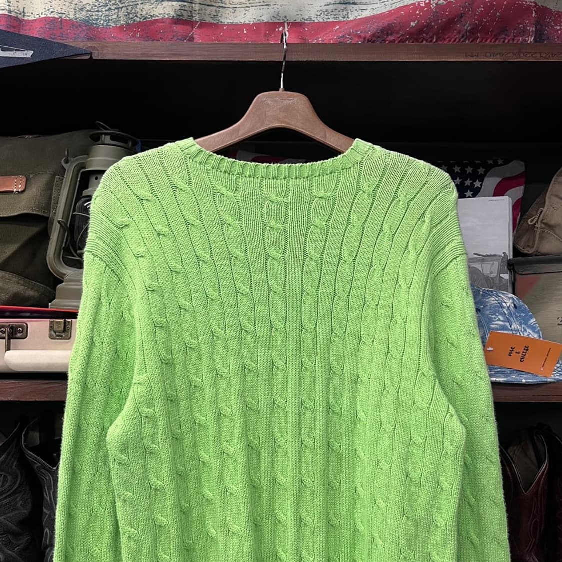 폴로 랄프로렌 포니 로고 꽈배기 니트 스웨터 그린 상품이미지4