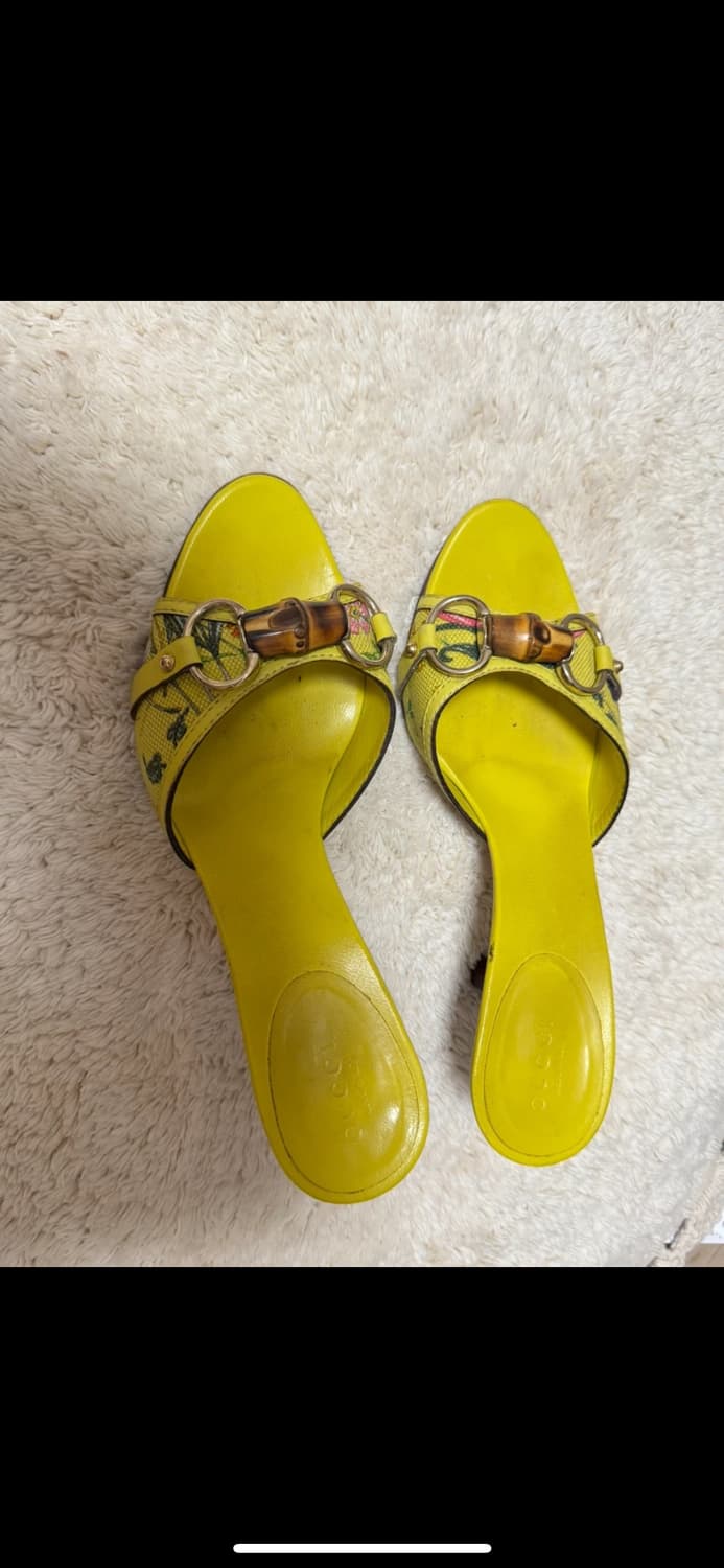 구찌Gucci 옐로우 플로럴 캔버스 뱀부 뮬  상품이미지3