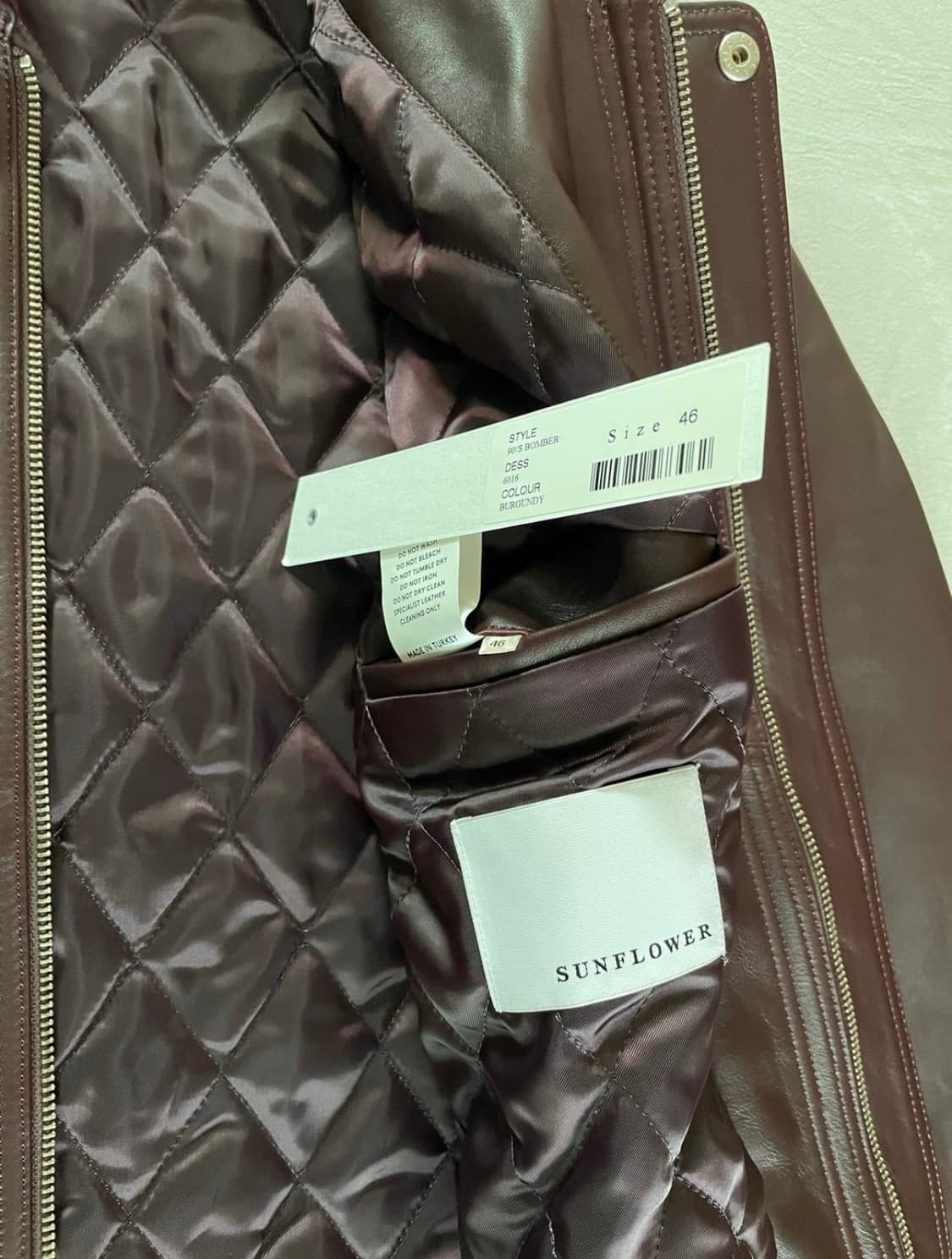 선플라워 90s 레더 봄버 버건디 46 상품이미지6