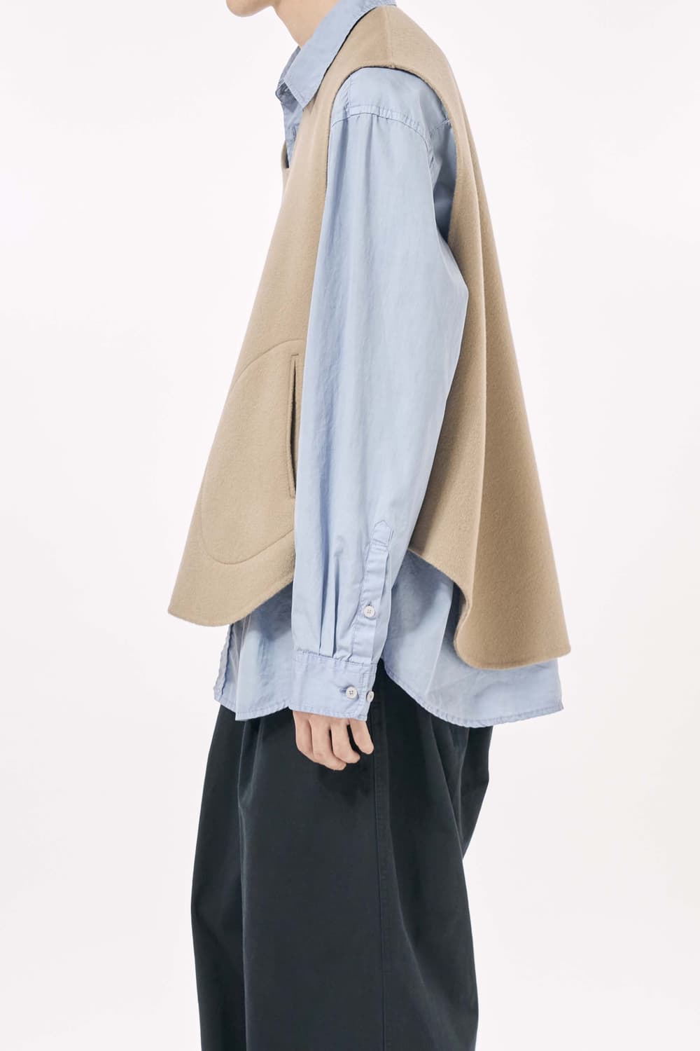 [OS] 이얼즈어고 마더/핸드쏘운 더블페이스 울 캐시미어 포이카블 베스트 상품이미지1