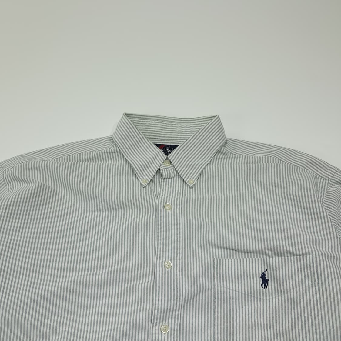 CL940 L 폴로 90s 빅셔츠 세이지그린 스트라이프 셔츠 상품이미지2