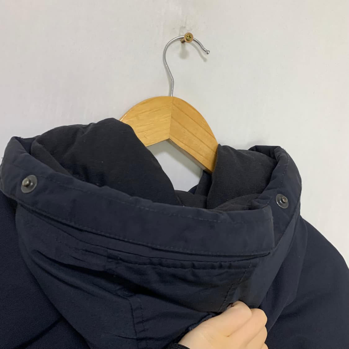 리바이스 빈티지 후드 패딩 버튼 점퍼 블랙 네이비 L 상품이미지4