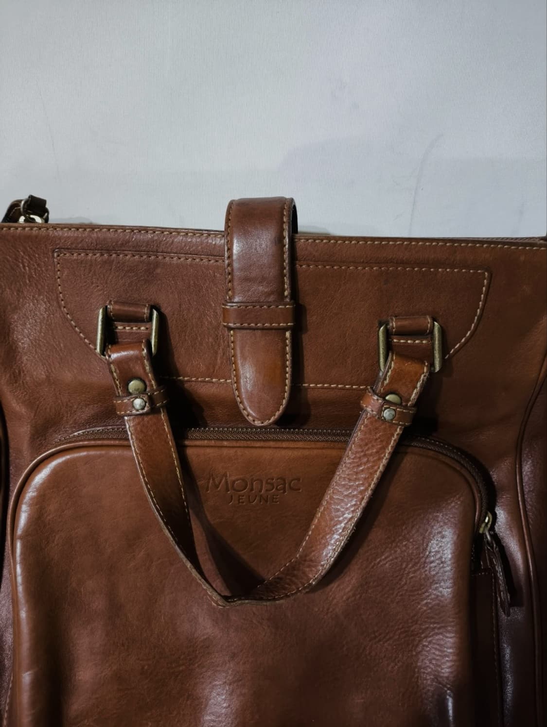 몽삭 00's 에이징 가죽 크로스백 서류가방 상품이미지2