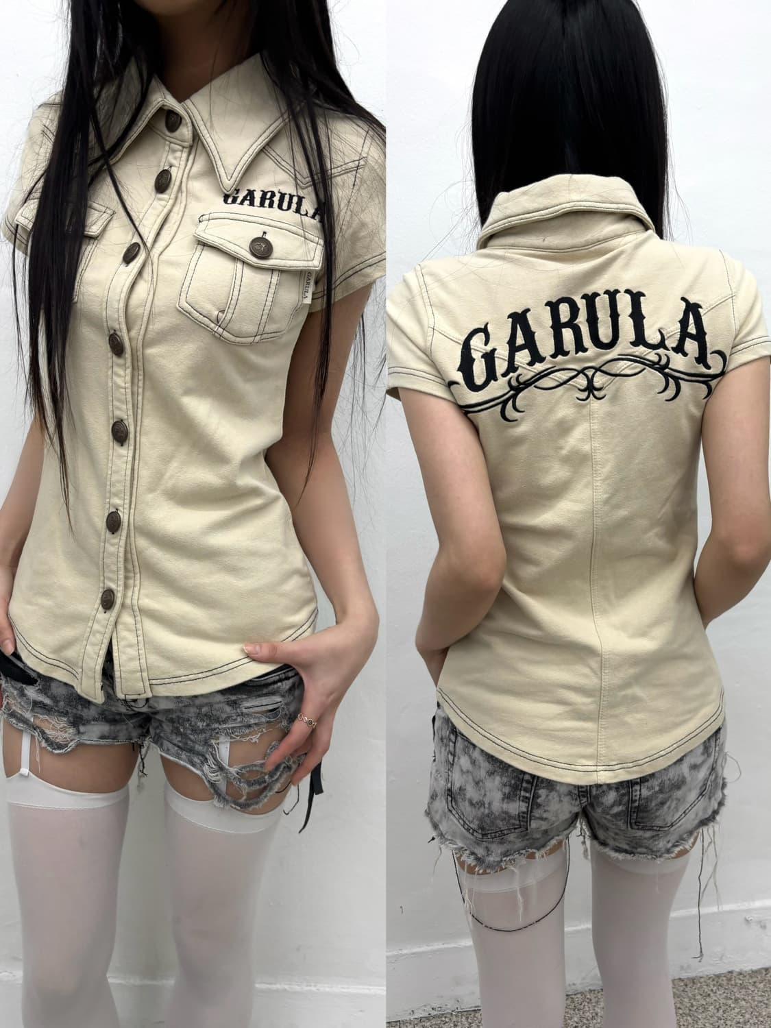 Garula sand beige slim pk top  상품이미지1