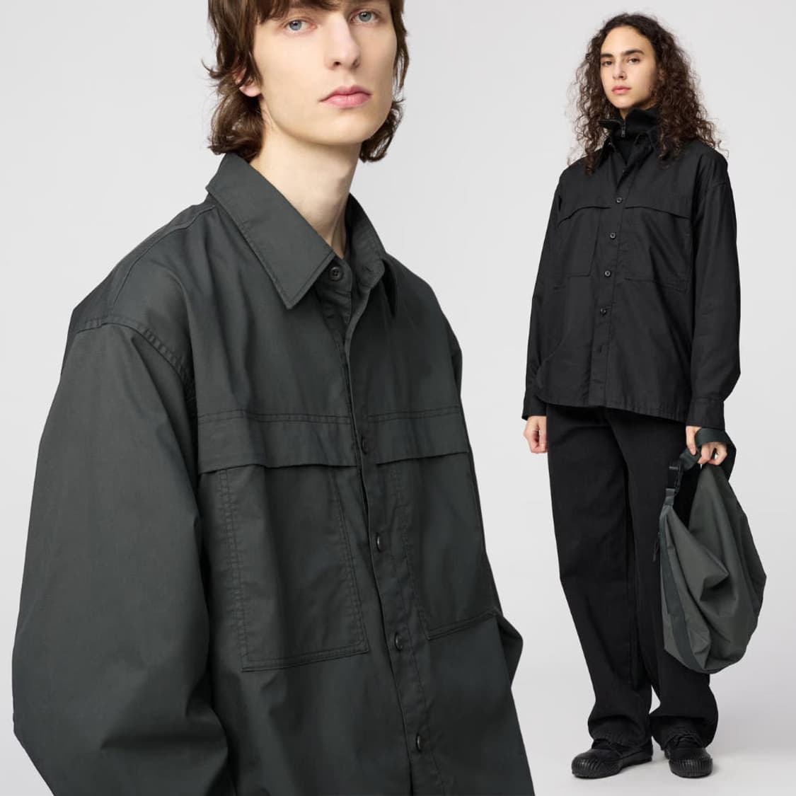 유니클로U/ 유틸리티 셔츠 그레이/ XXL 상품이미지1