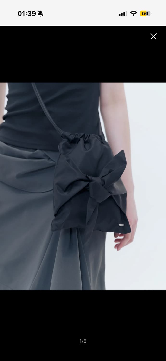 Tie-up mini drawstring bag BLACK 상품이미지1