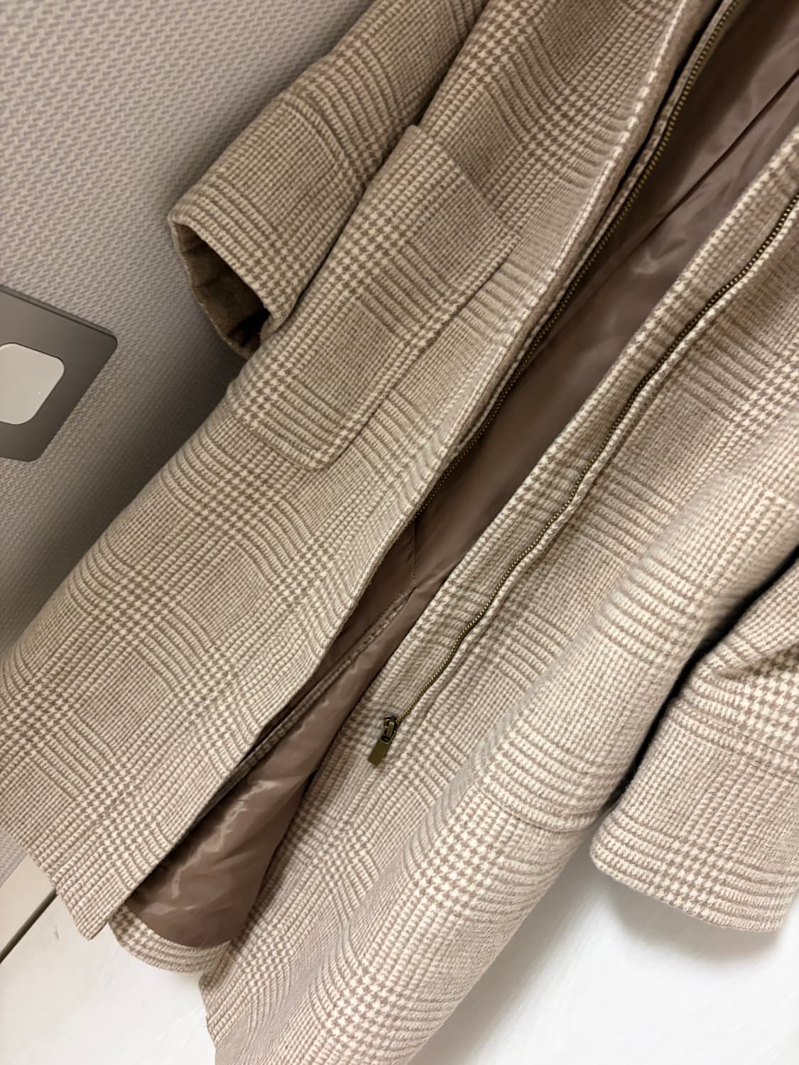 MUST BE) 체크 후드 롱 코트 77 상품이미지3