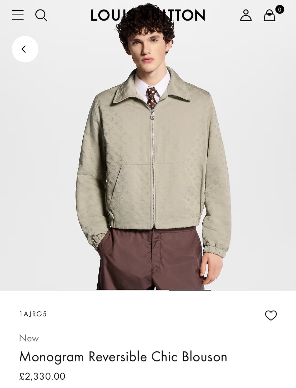 (S-/52) / 신상 루이비통 모노그램 리버시블 칙 블루종 자켓 베이지 상품이미지10