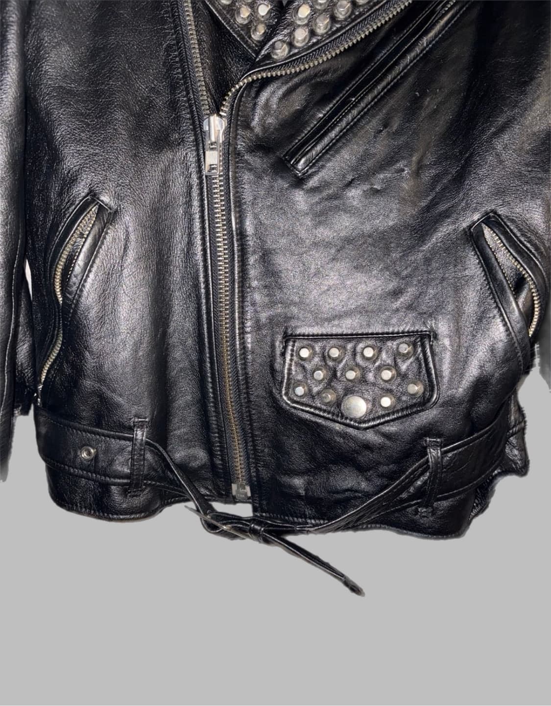 재팬 스터드 더블카라 카우레더 쟈켓 상품이미지6