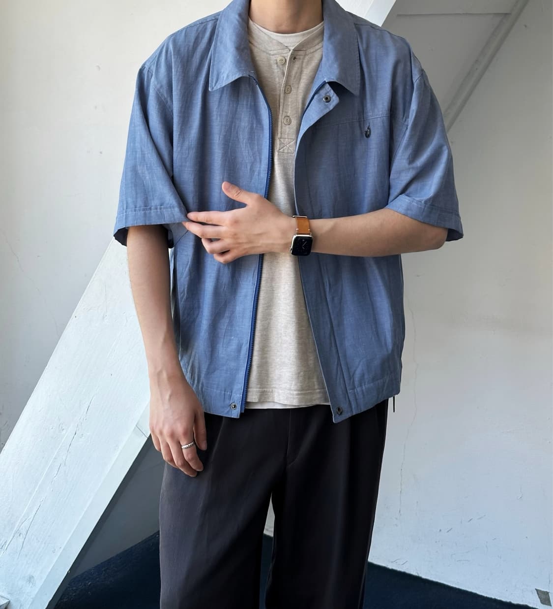 JPN made light cotton linen design blous 상품이미지7