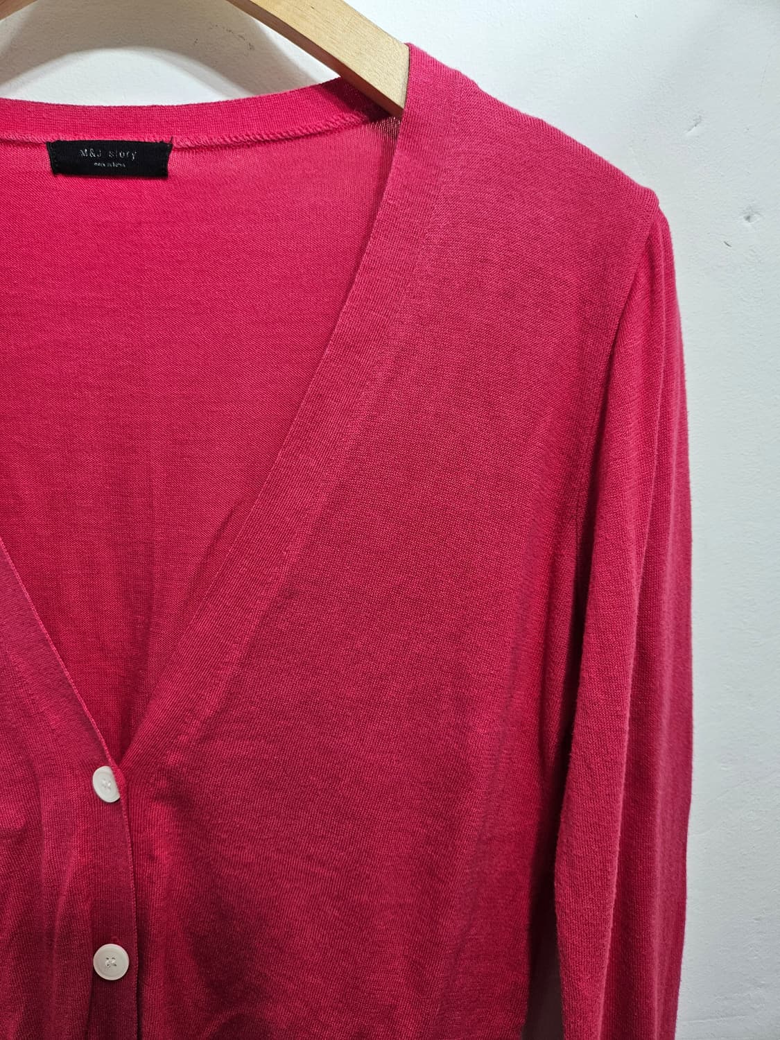 다홍색 브이넥 가디건 상품이미지5