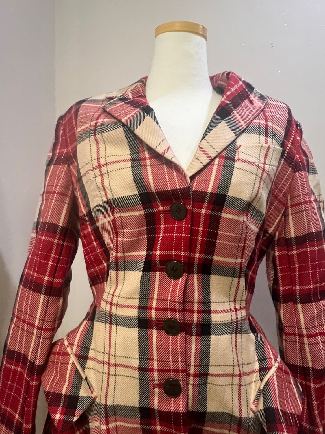 장폴고티에 빈티지 레어템 타탄 체크 술 디테일 자켓 S 상품이미지4
