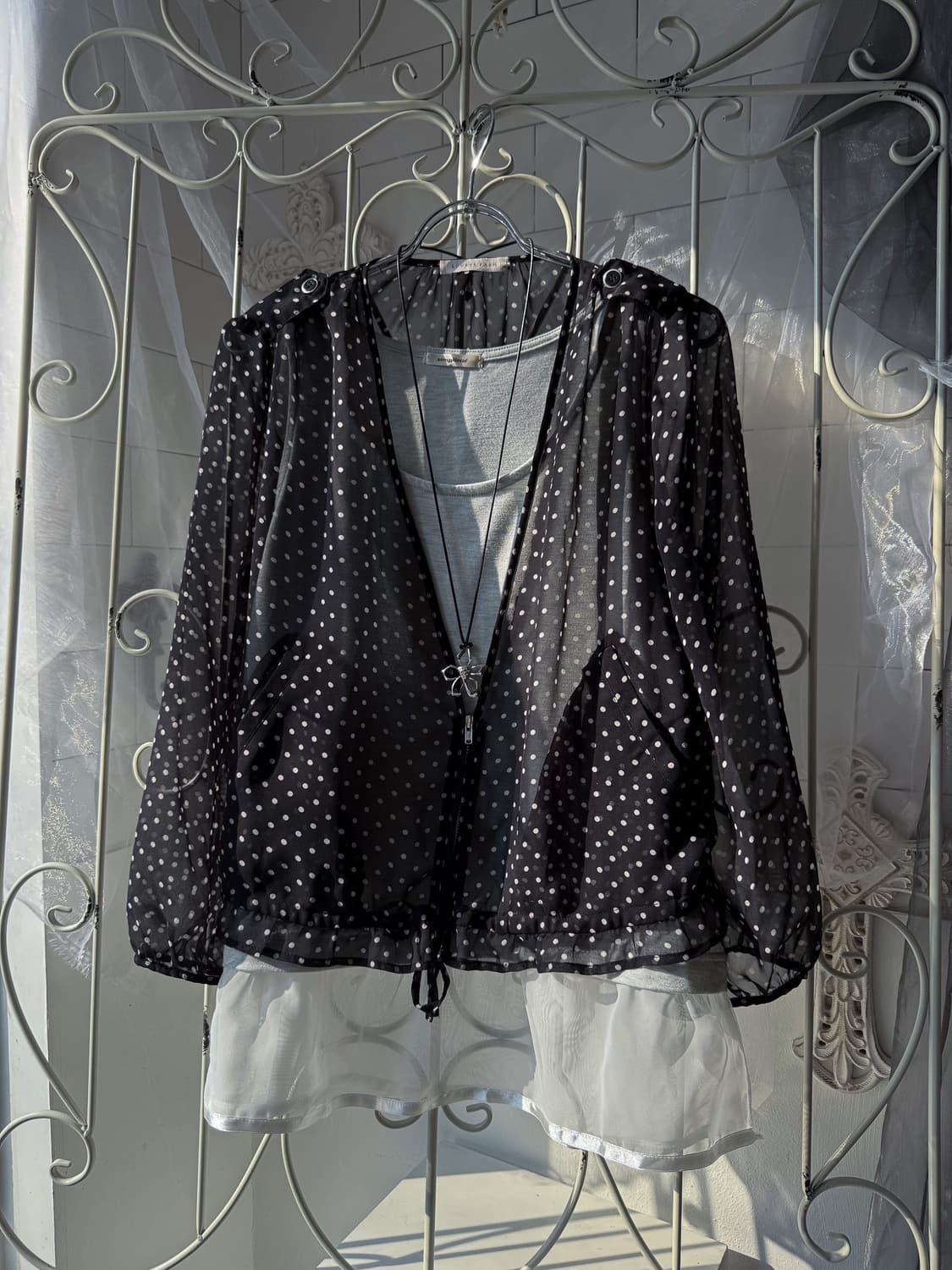 Dot Pocket See-Through Zip-Up 0336 상품이미지1