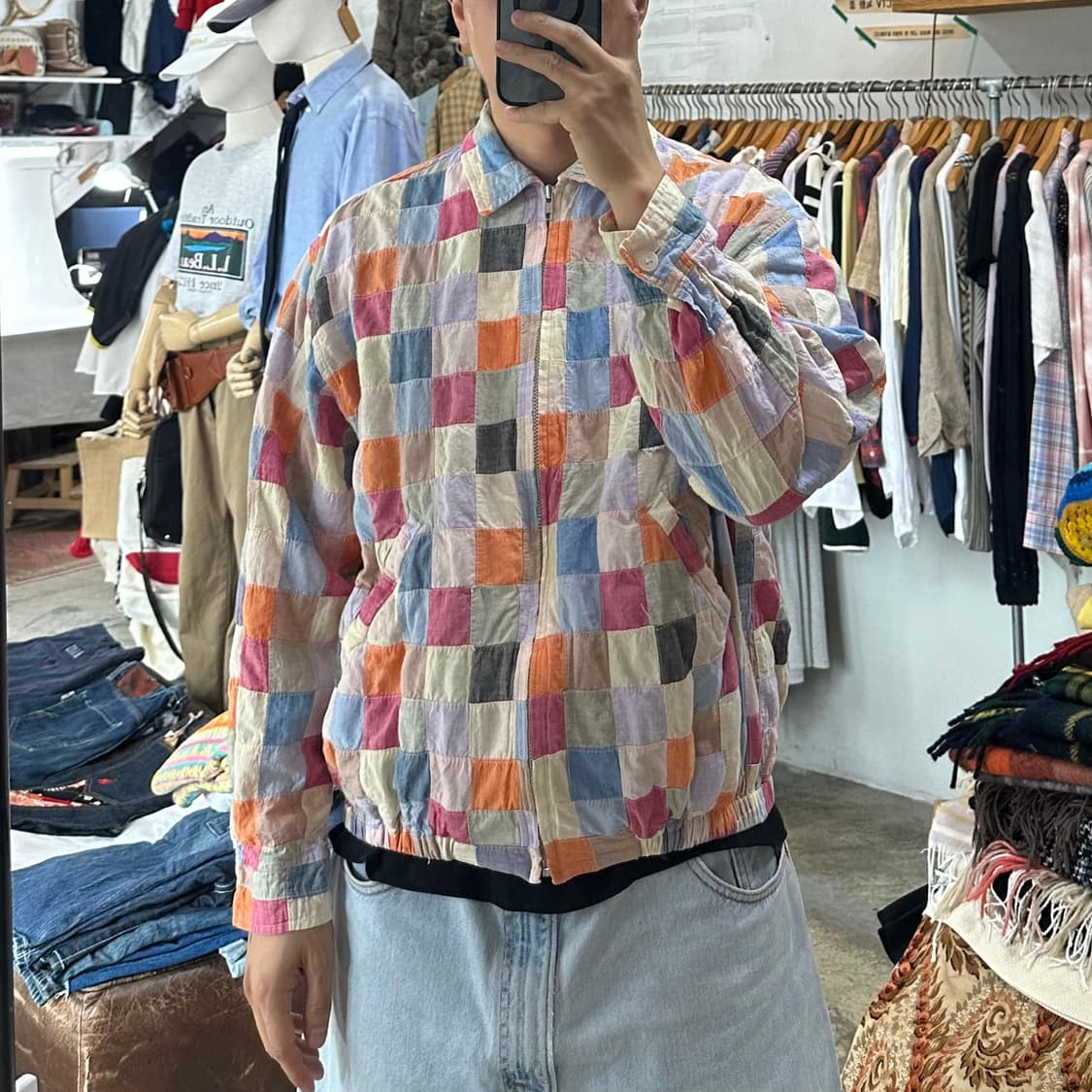 (착용컷) SCRATCH COMPANY 패치워크 블루종 (남성용 100) 상품이미지3