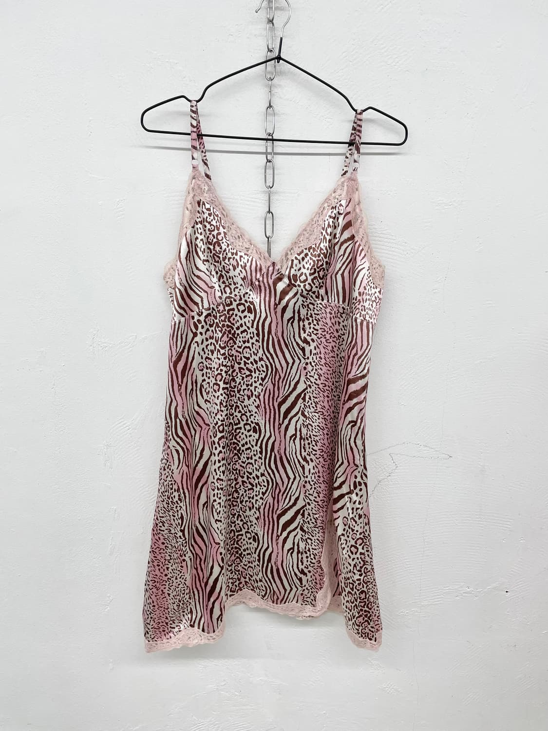 핑크 갸루 새틴 호피 슬립 상품이미지4