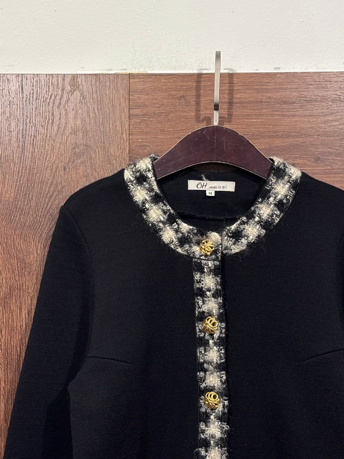 일본 빈티지 울100 클래식 금장 블랙 트위드 셋업 상품이미지9