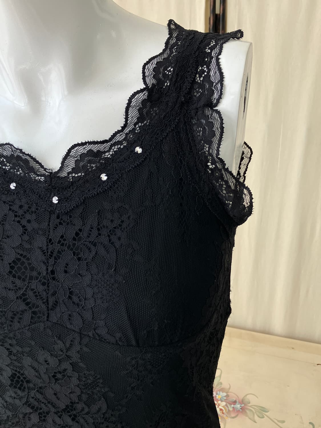 Axes Femme lace sheer bead sleeveless 상품이미지3