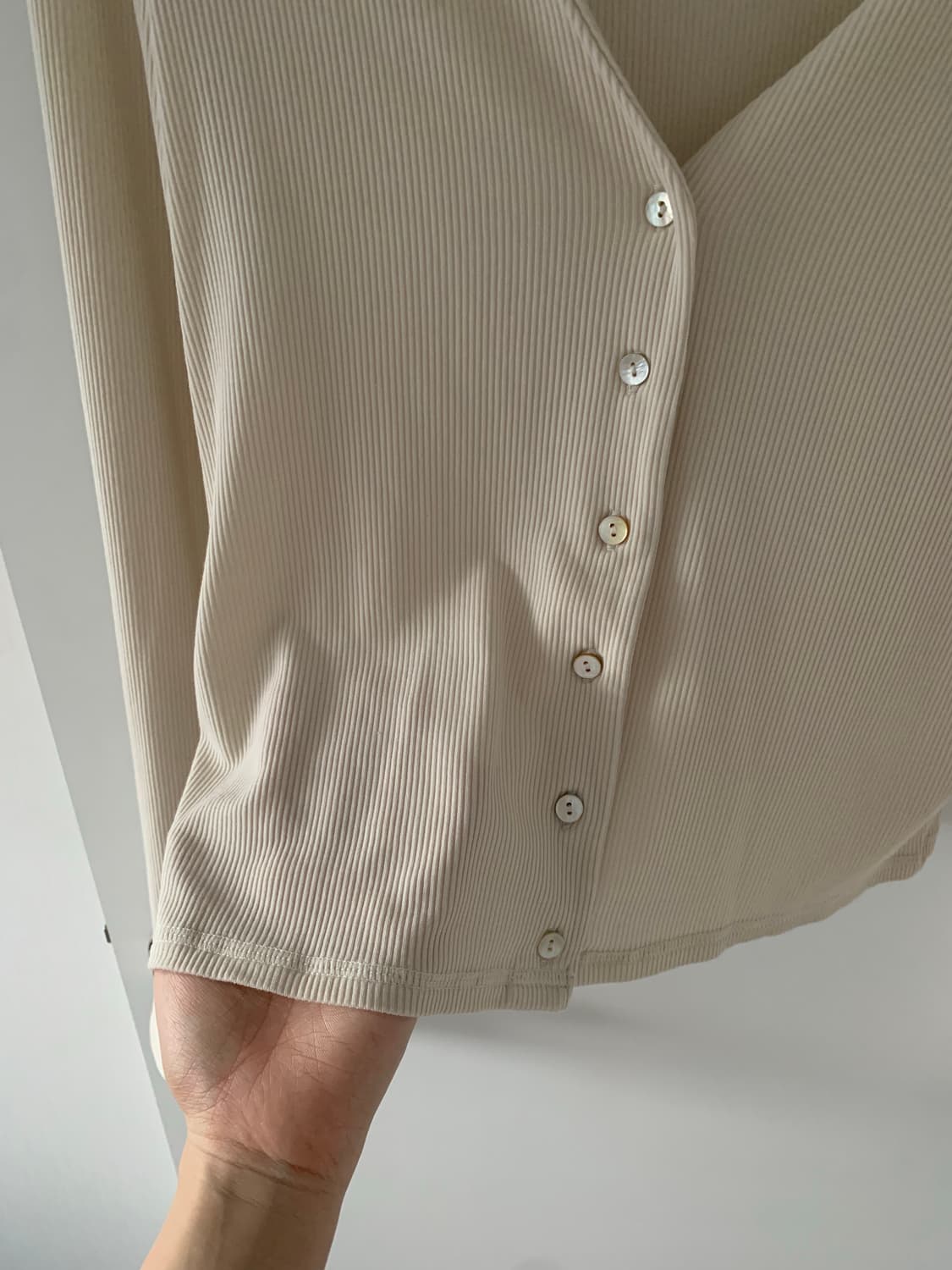 베이지 골지 가디건 상품이미지3