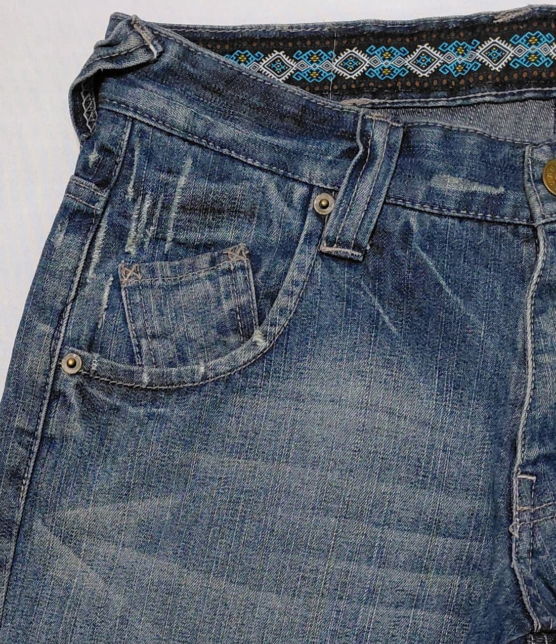 [M] y2k 감성 Beach Sound 서프 빈티지 자수 데님 팬츠 상품이미지2