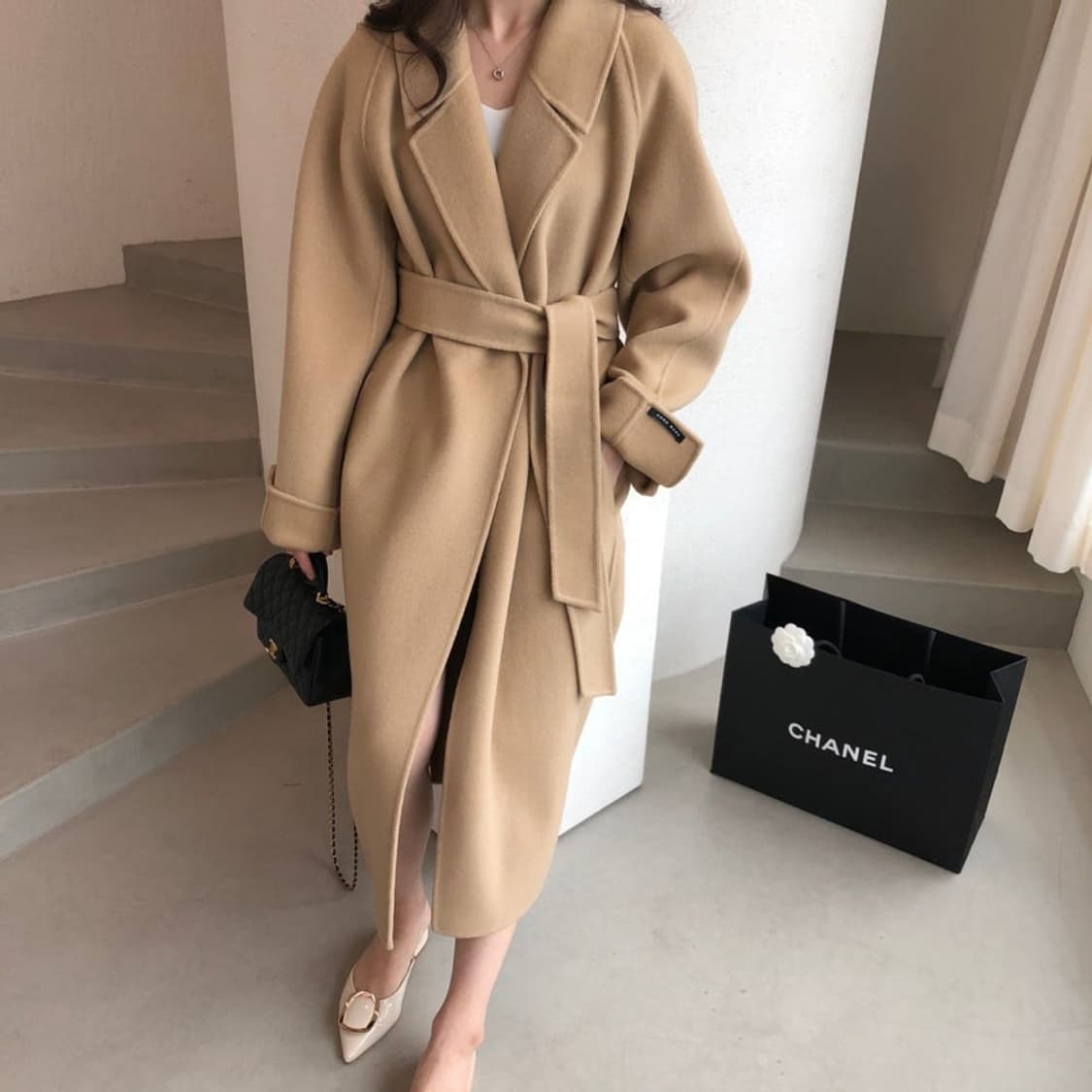 카멜 울90 코트 상품이미지1