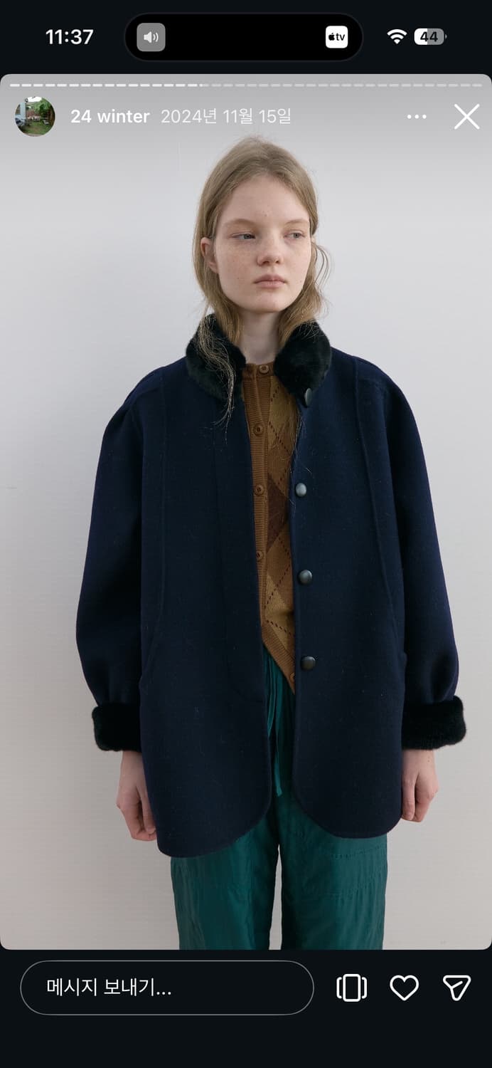 노컨텐츠 울 100 핸드메이드 코트 네이비 상품이미지4