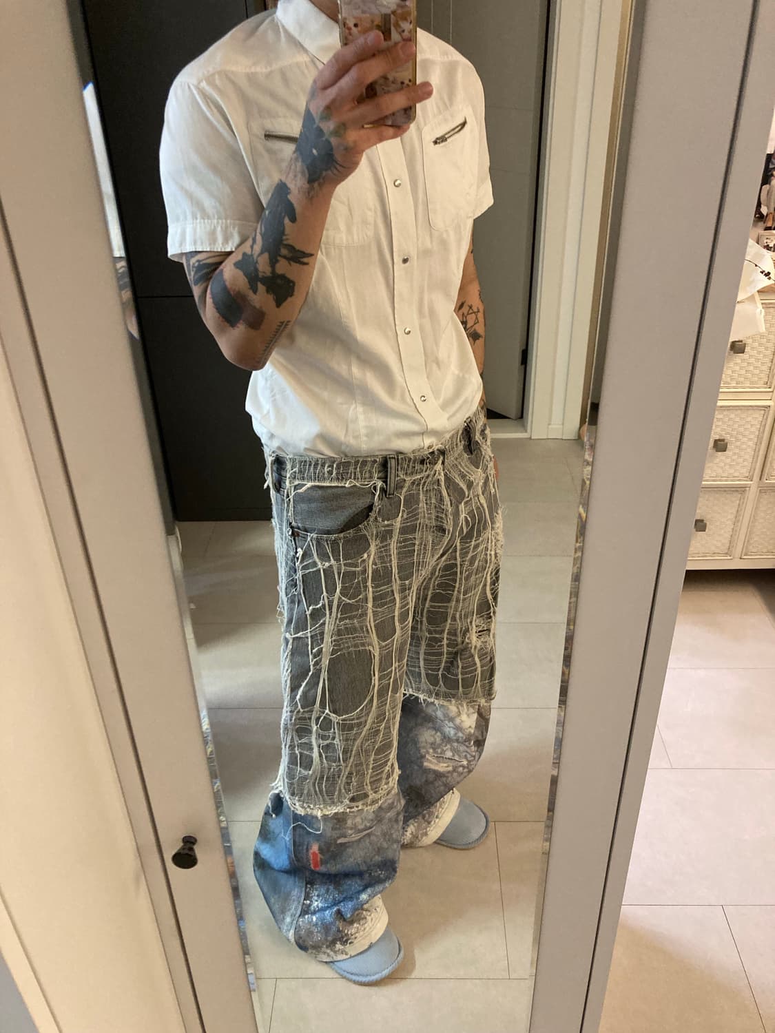 스파이더웹 버뮤다 데님 팬츠 상품이미지8