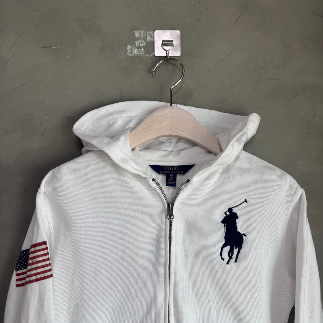 폴로 랄프로렌 빅포니 성조기 후드집업 화이트 상품이미지2