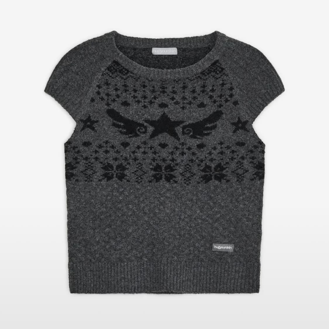 허그유어스킨 스타 윙 니트 탑 (차콜) 상품이미지1