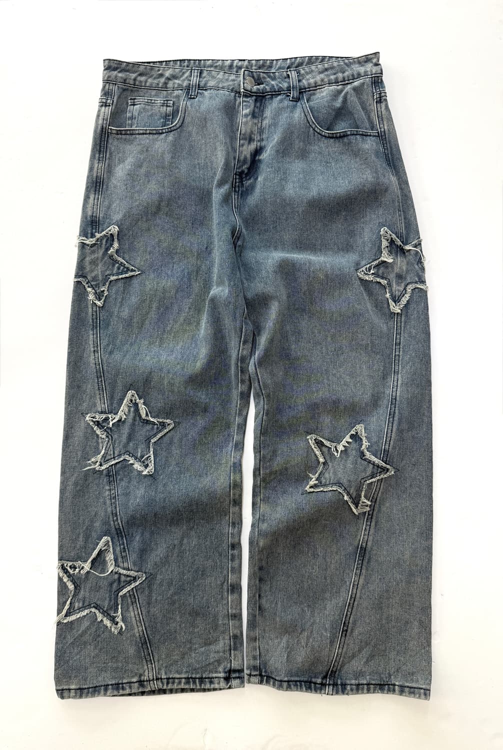 패치 와이드 데님팬츠 상품이미지1