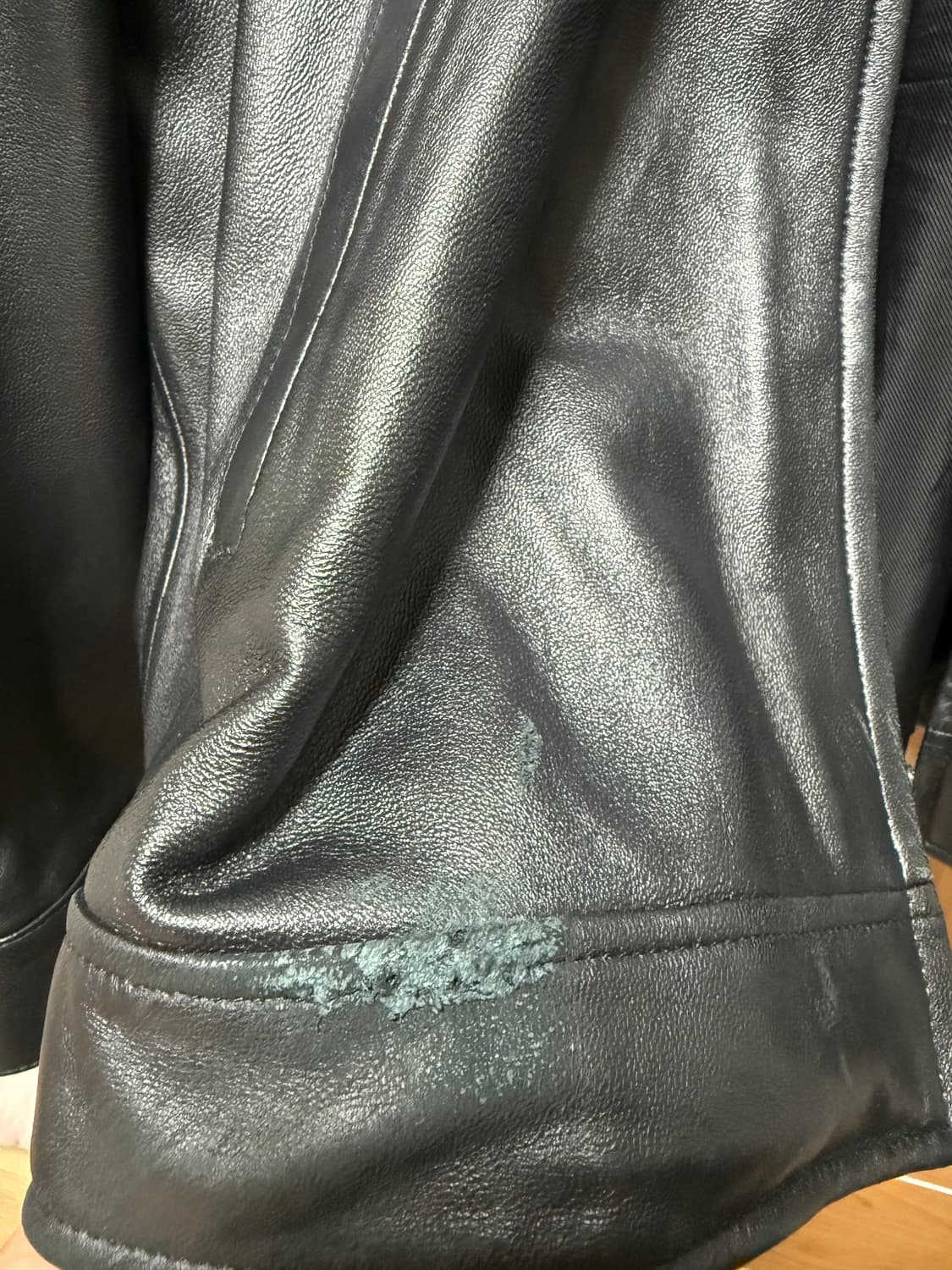 도프제이슨 오버핏 램스킨 싱글 자켓 블랙 XL 상품이미지5