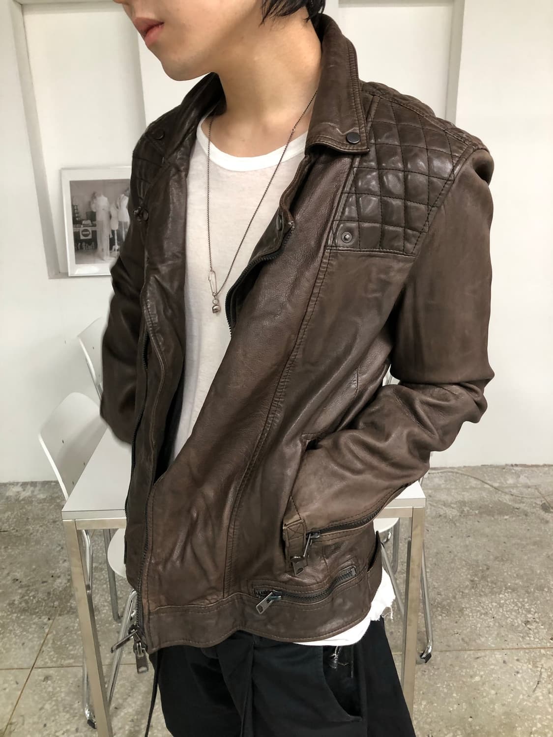 올세인츠 레더 바이커 자켓 상품이미지1