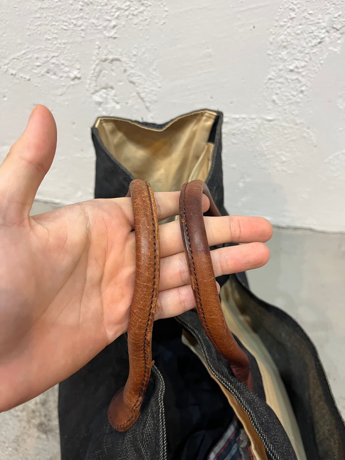 CHEVIGNON 쉐비뇽 레더핸들 데님 토트백 상품이미지6