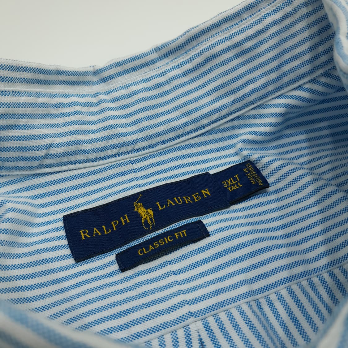 CN668 3XLT 폴로 랄프로렌 스카이블루 스트라이프 긴팔 셔츠 남방 상품이미지4
