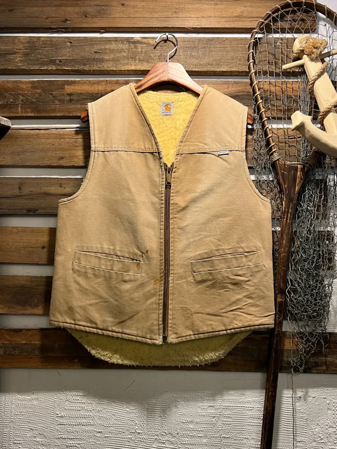 [M]80's 칼하트 Made in USA 더티워싱 브라운 워크 베스트 상품이미지1
