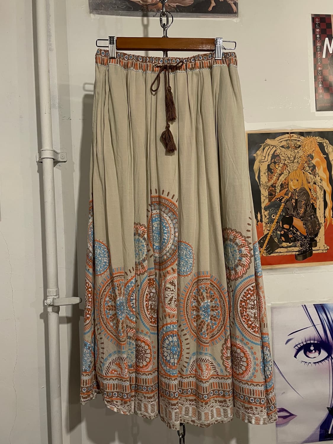 titicaca 티티카카 히피 에스닉 패턴 베이지 롱스커트 상품이미지1