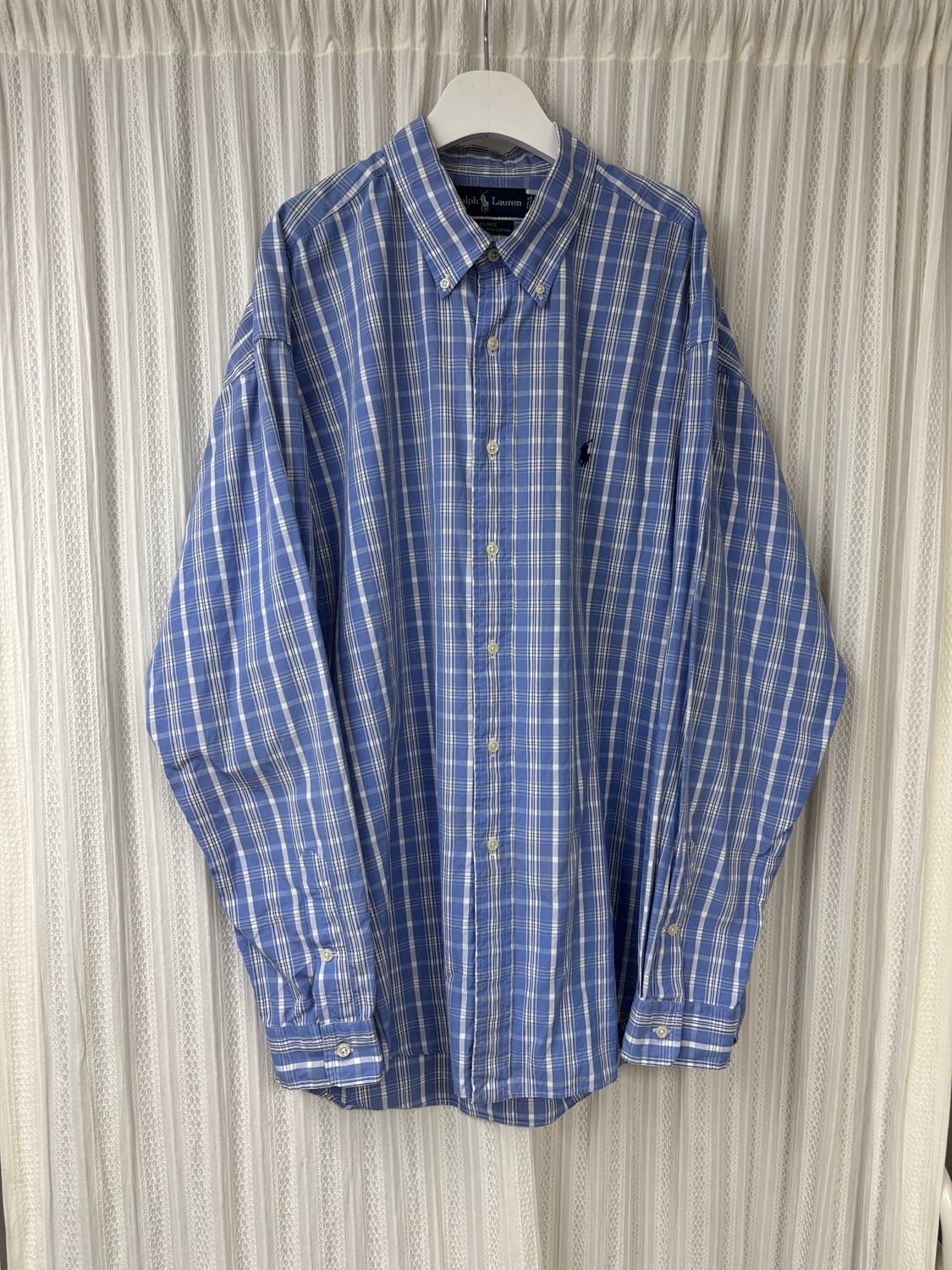 빈티지 폴로 블레이크핏(blake) 블루 체크 셔츠 xxl 상품이미지1